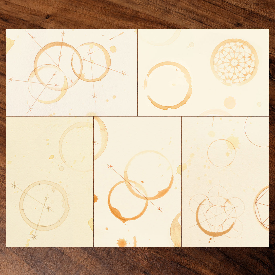 Finding the Centre — Tea Circle Geometry Postcard Set (pack of 5)